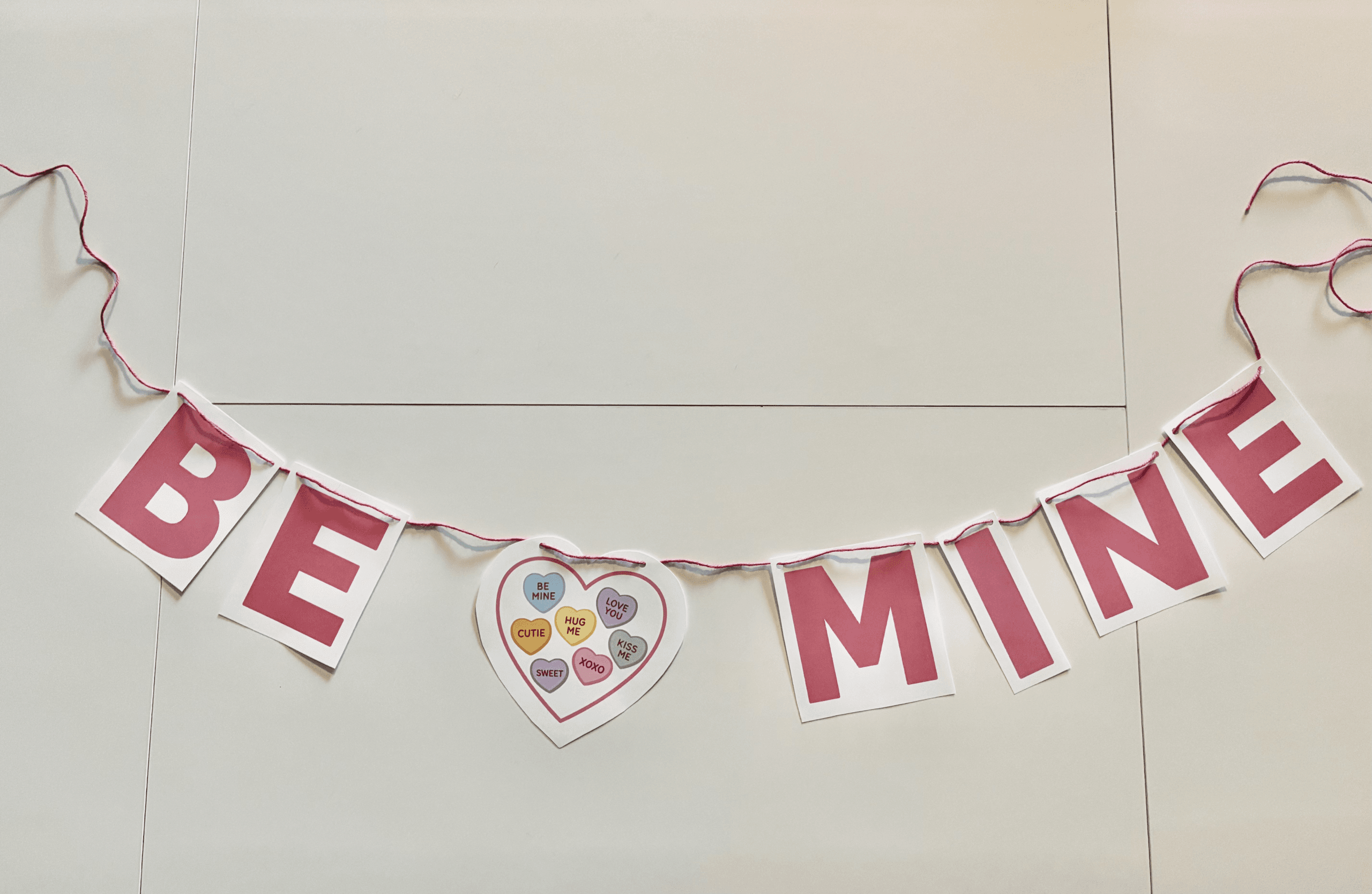 Be Mine Pink Conversation Heart Banner