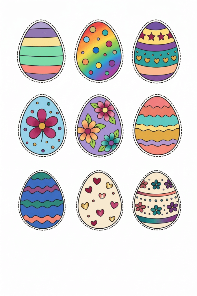 Colorful Easter Eggs Cut And Craft Collage Pieces
