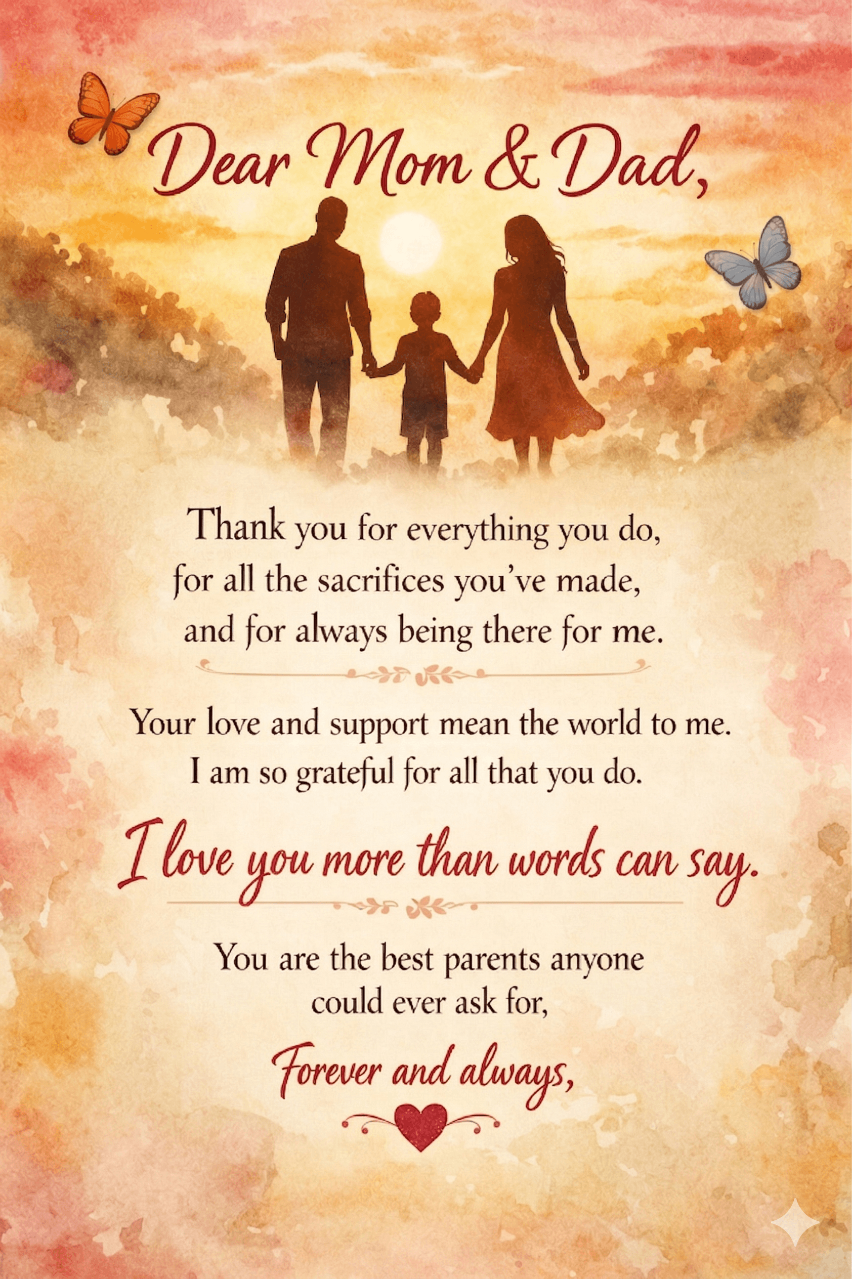 Dear Mom & Dad, Thank You Card