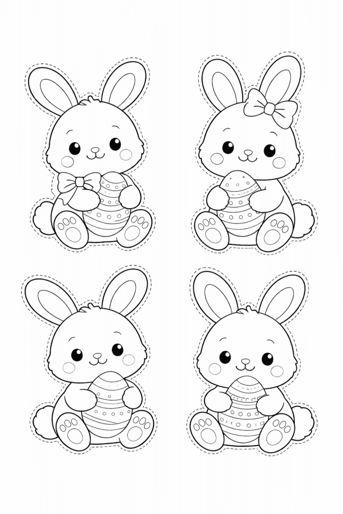 easter bunnies color cut and craft collage pieces