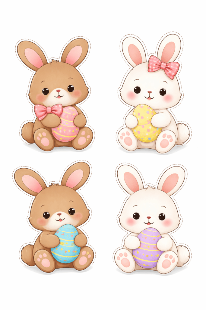 easter bunnies cut and craft collage pieces