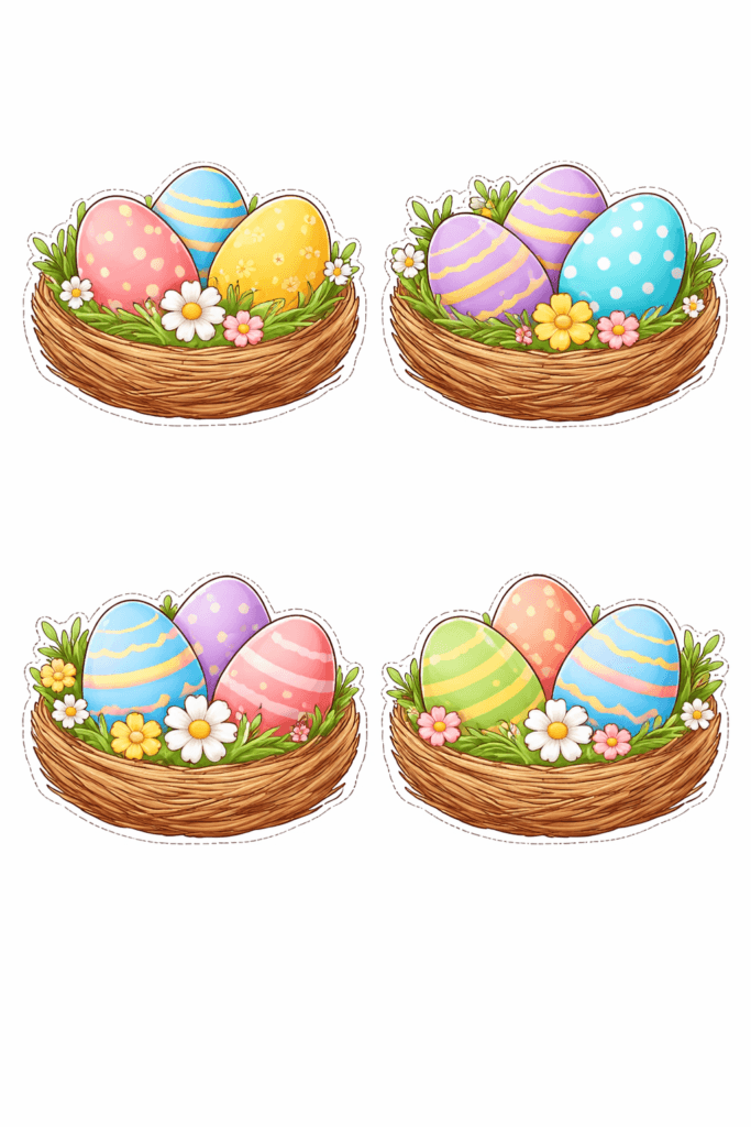 easter egg nest cut and craft collage pieces