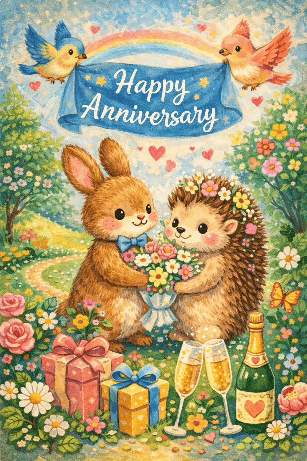 happy anniversary woodland animals Ecard