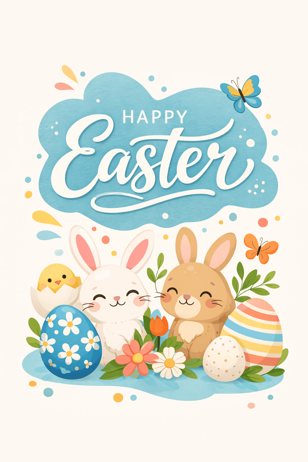 happy easter cute blue