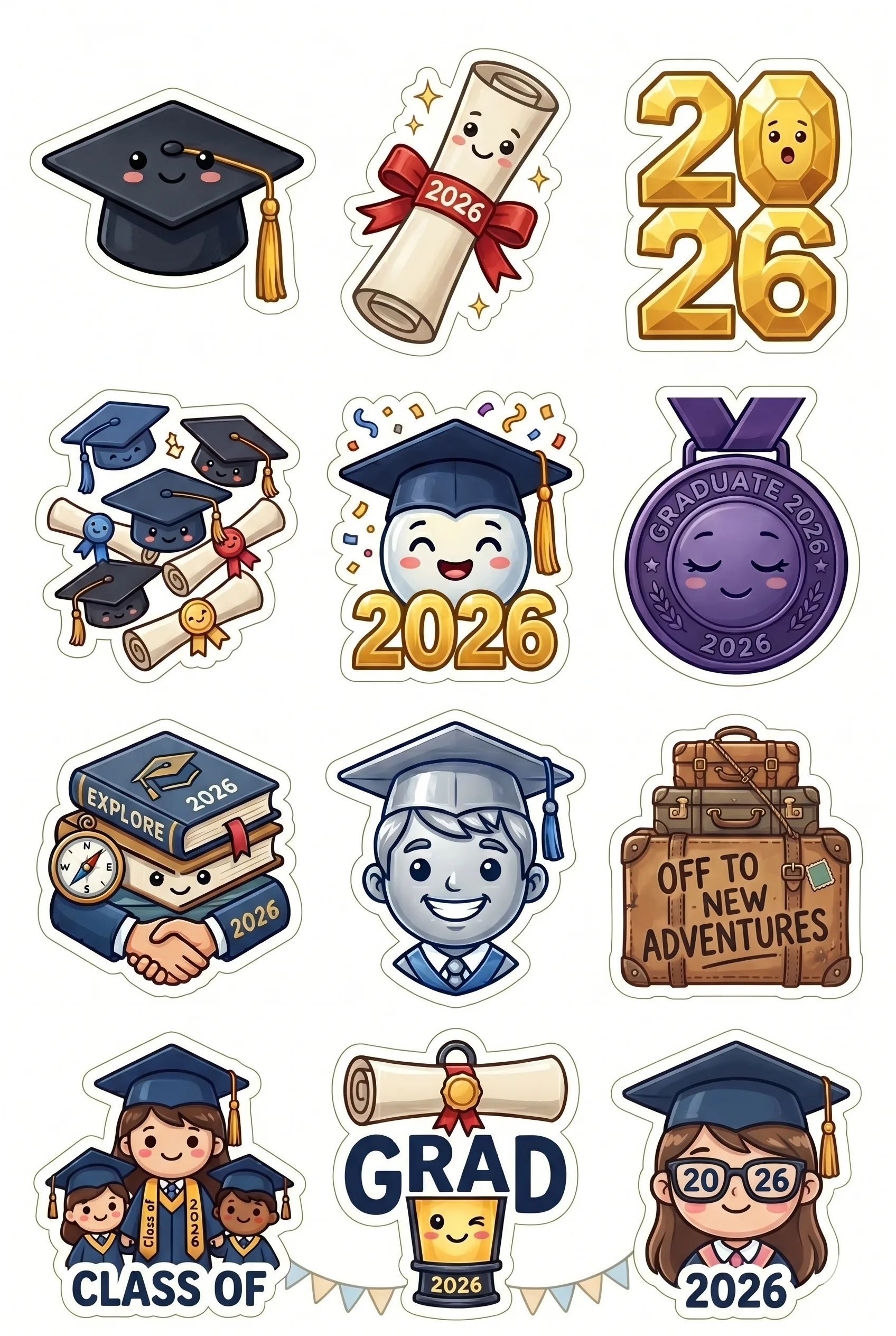 2026 Graduation Stickers Printable