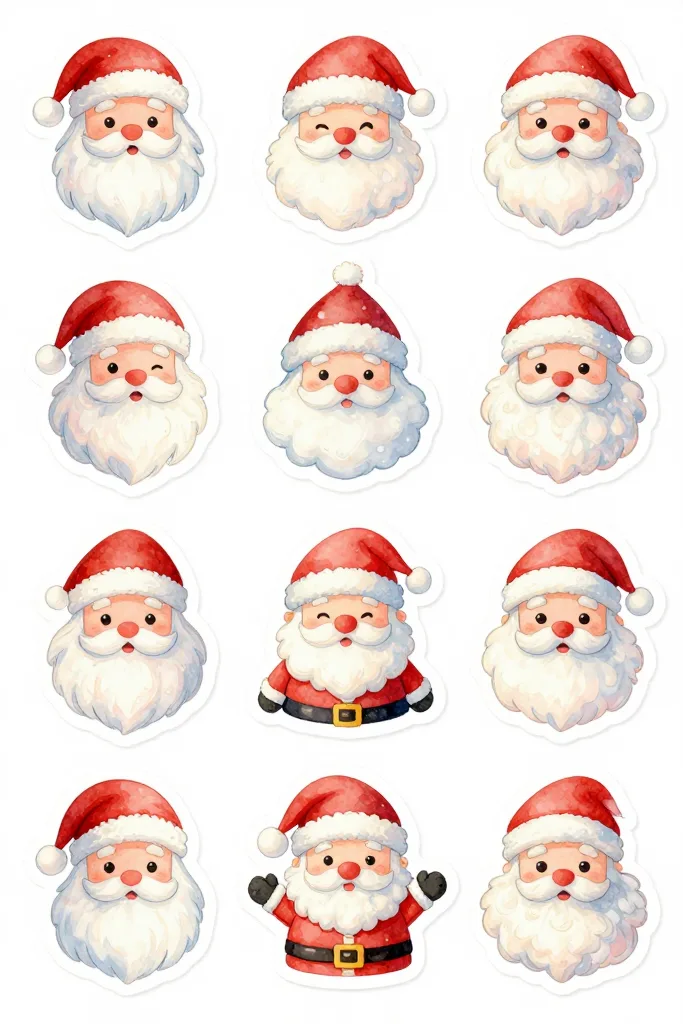 Adorable Santa Stickers Printable