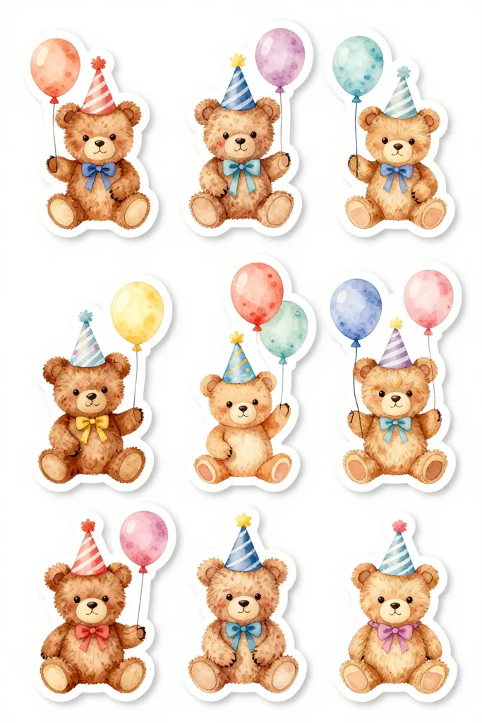 Birthday Teddy Bear Stickers Printable
