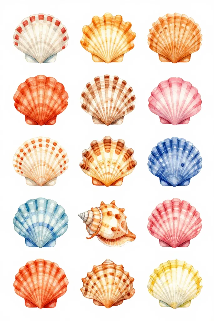 Colorful Sea Shell Stickers Printable