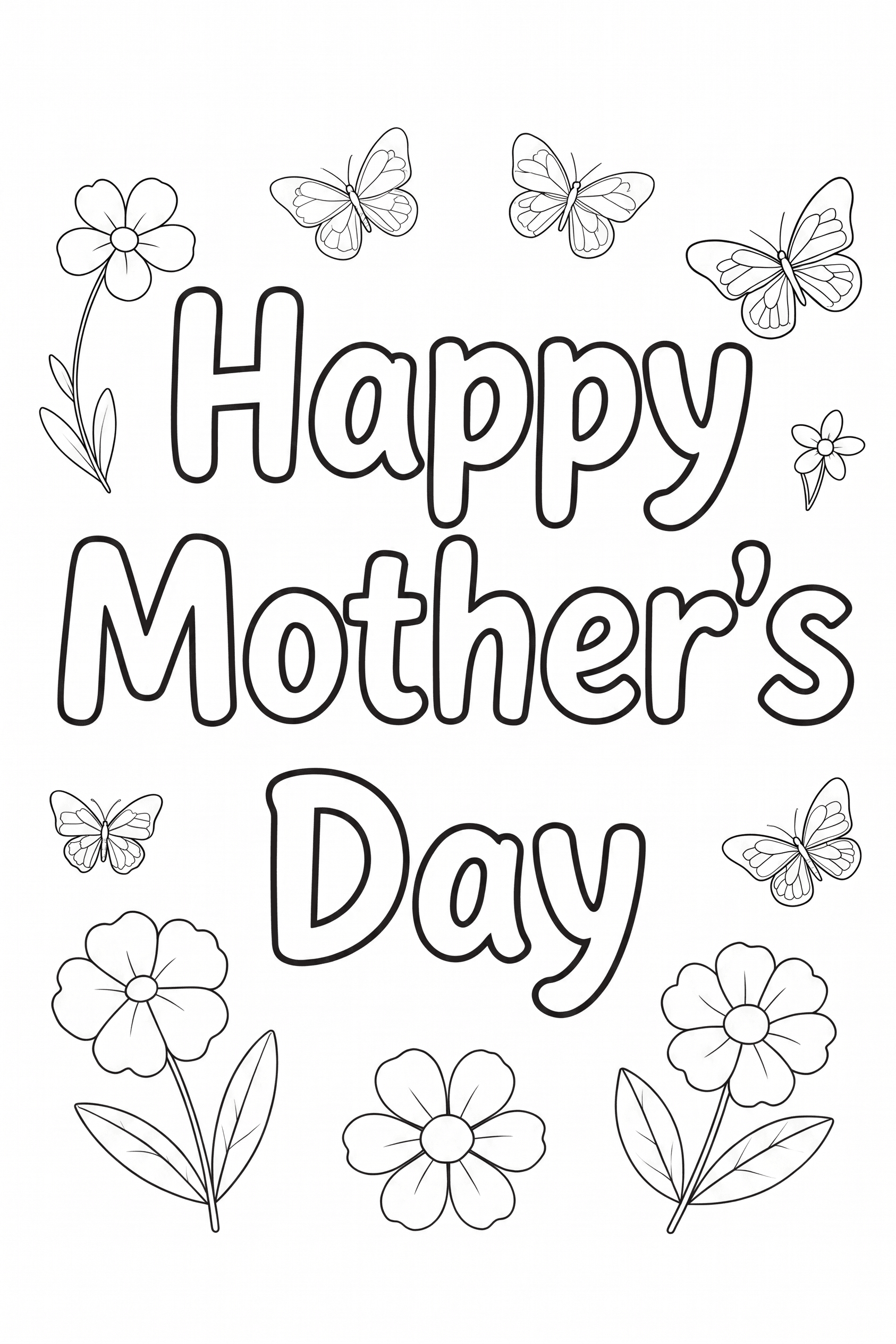 Cute Happy Mother's Day Coloring Page Printable