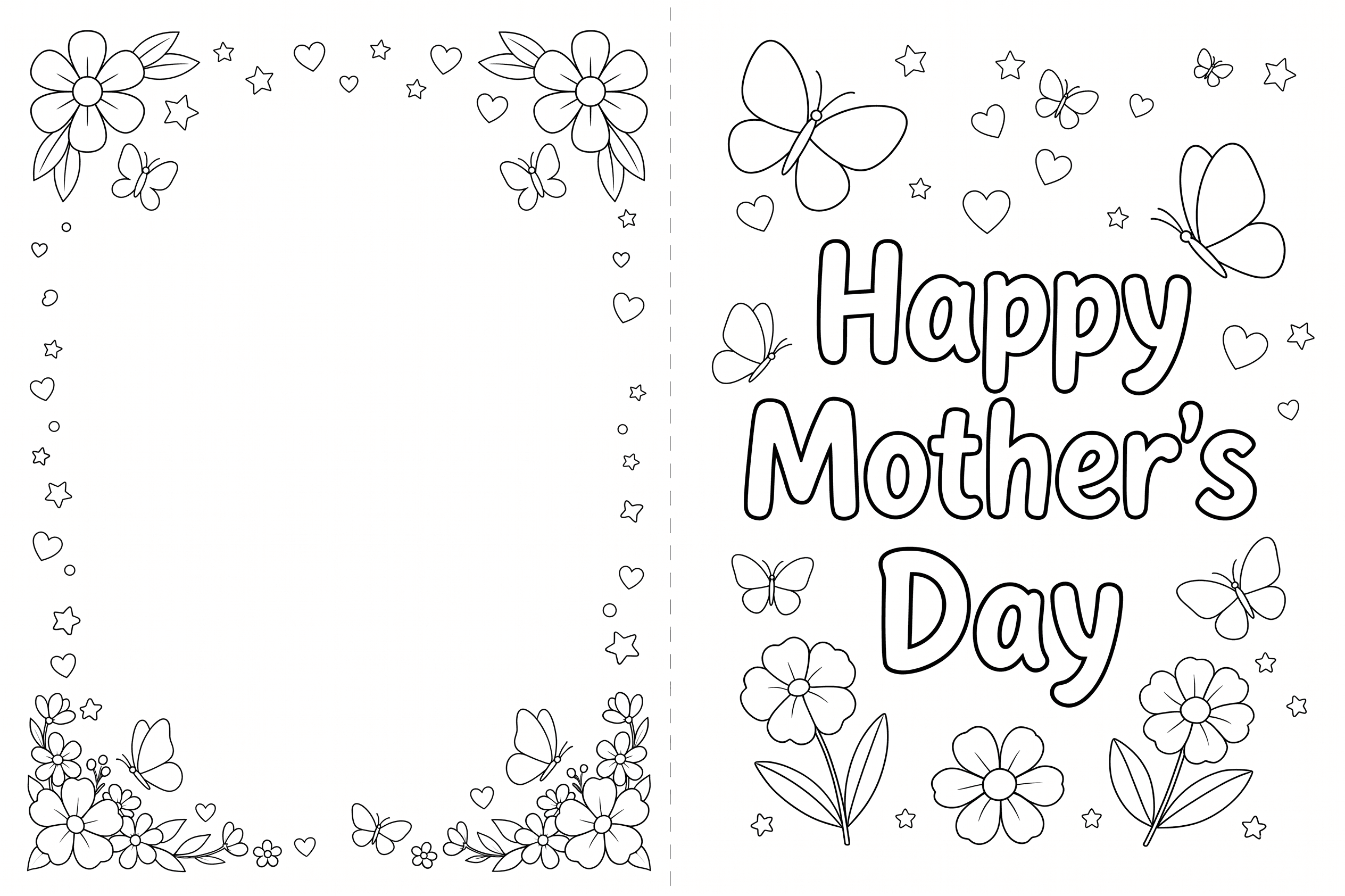 Cute Mother's Day Coloring Card Printable