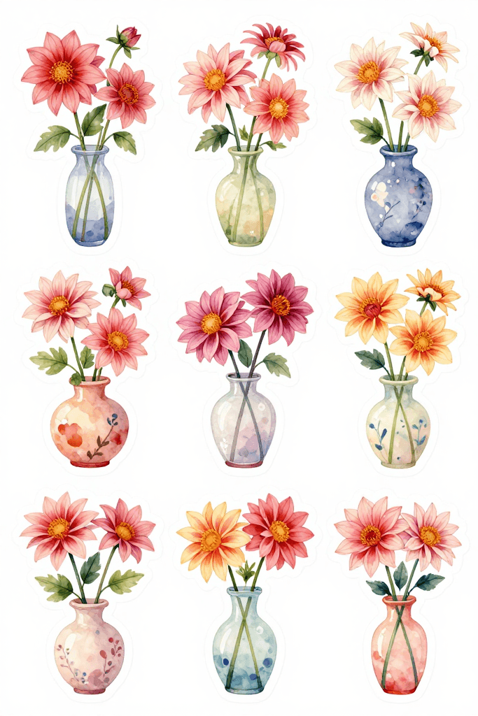 Pretty Dahlia Stickers Printable