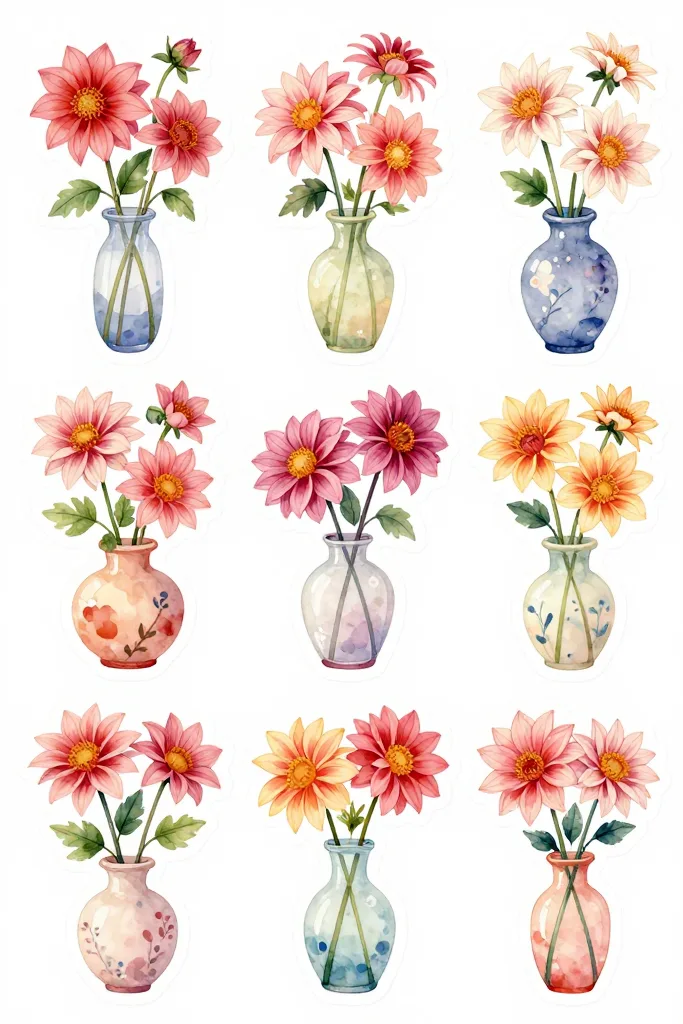 Pretty Dahlias Stickers Printable