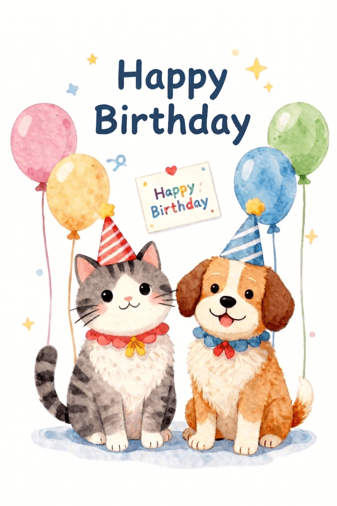 Dog And Cat Happy Birthday Ecard