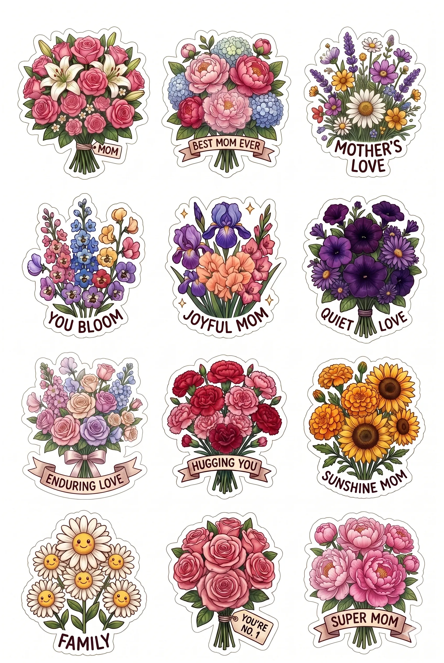 Floral Mothers Day Stickers Printable