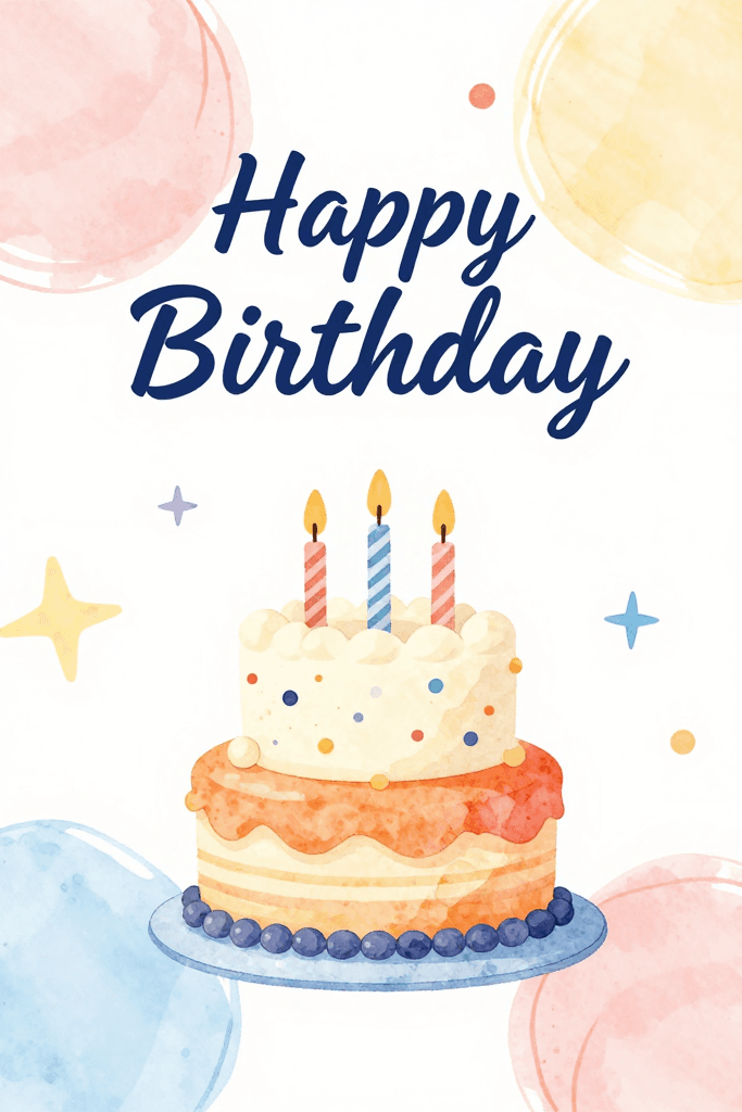 Happy Birthday 2 Tiered Cake With 3 Candles Ecard