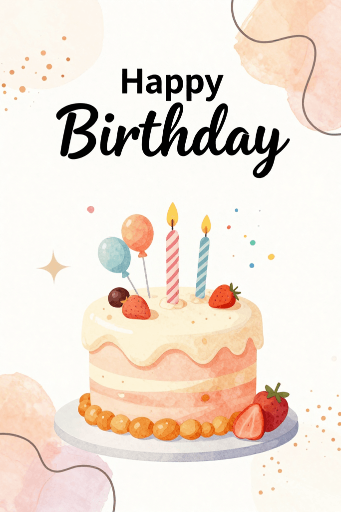 Pink Happy Birthday Cake With Two Candles Ecard