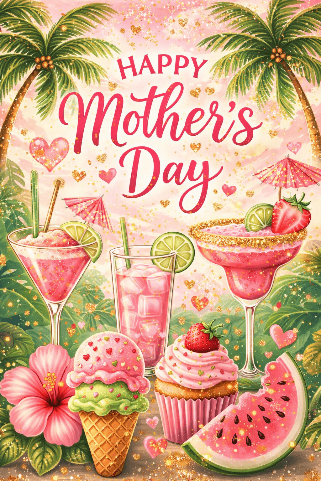 Happy Mother's Day Pink And Green Ecard