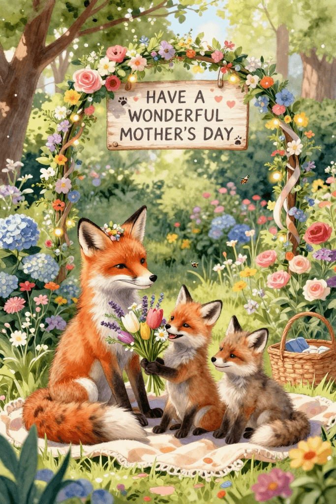 Have A Wonderful Mother's Day Fox Family Picnic Ecard
