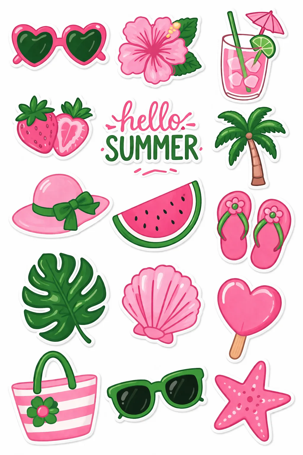 Hello Summer Printable Sticker Sheet