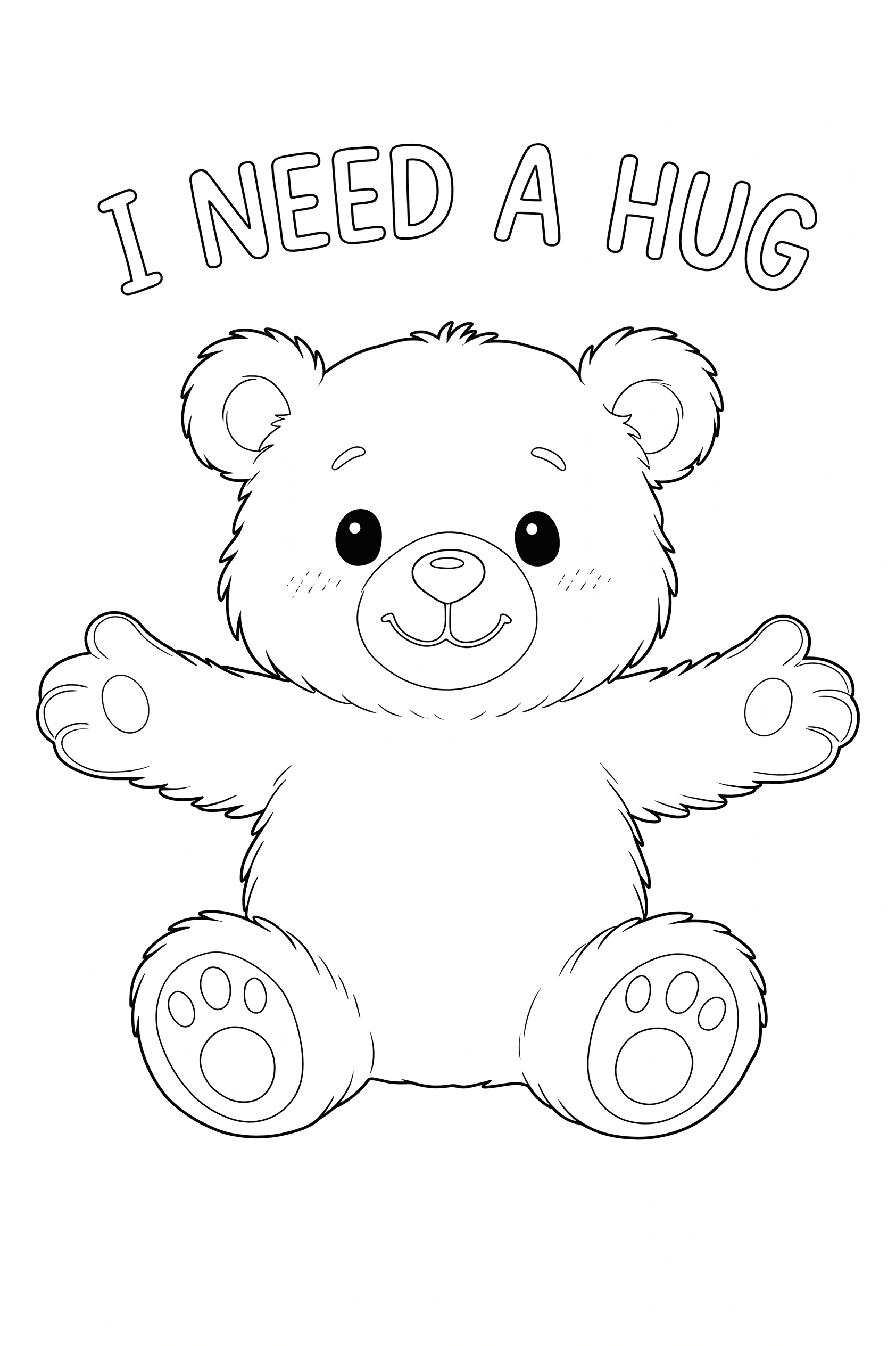I Need A Hug Teddy Bear Coloring Page