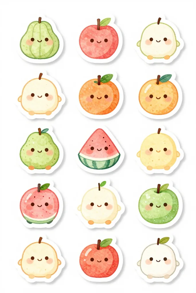 Kawaii Fruit Stickers 2 Ecard