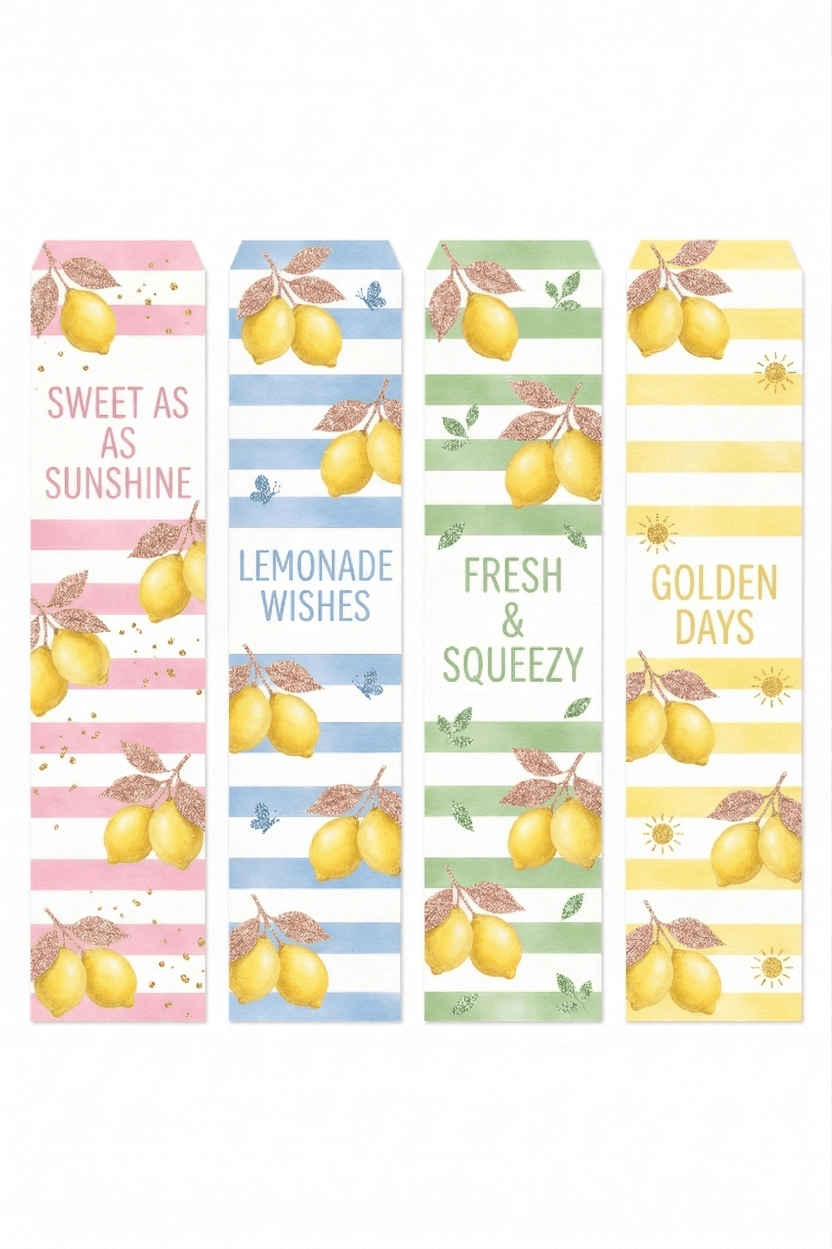 Colorful stripes and lemon bookmarks printable