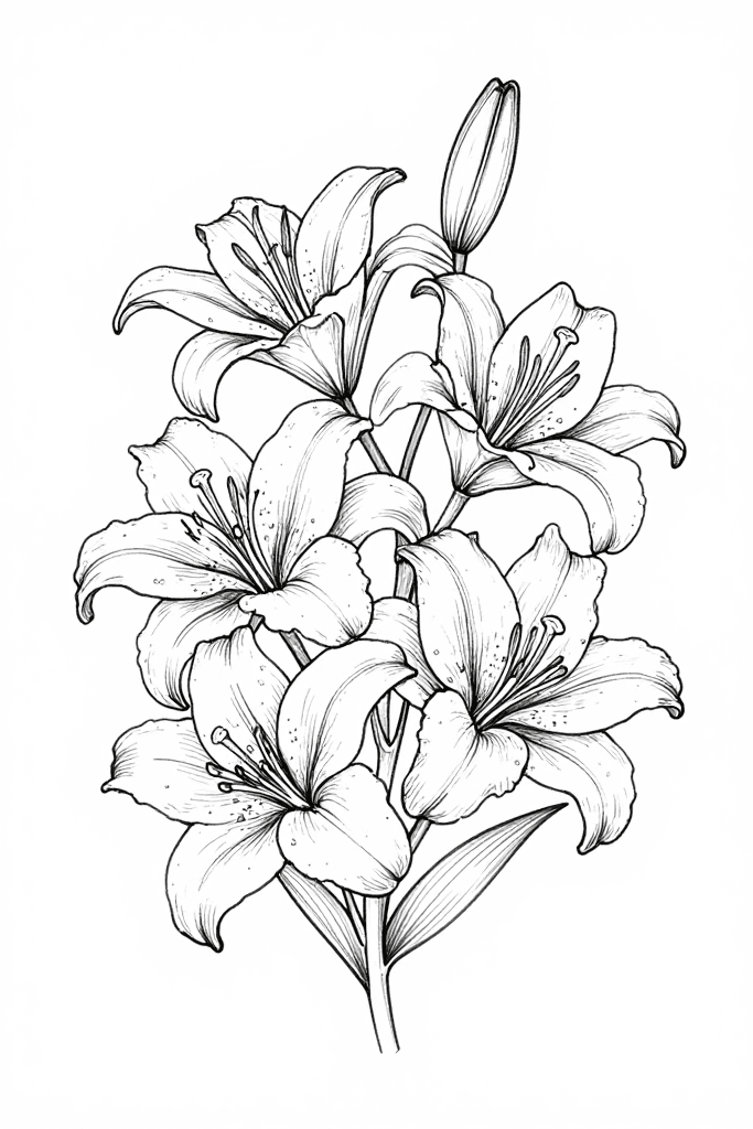 Lilies Coloring Page Printable