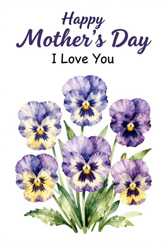 Happy Mother's Day Pansies Love You Ecard