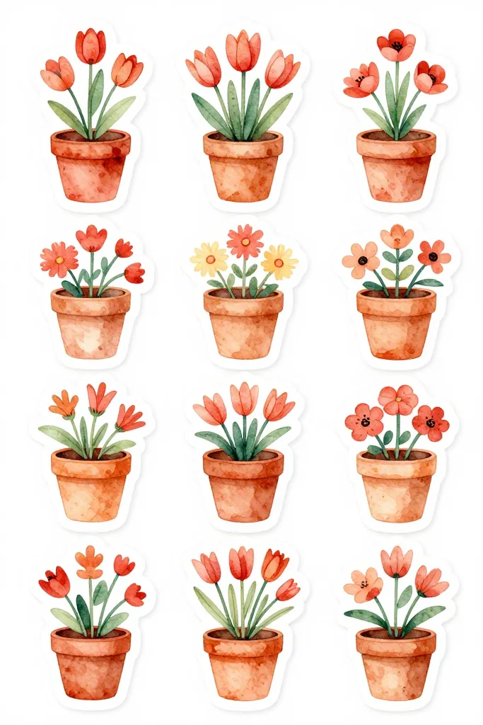 Potted Flower Stickers Printable