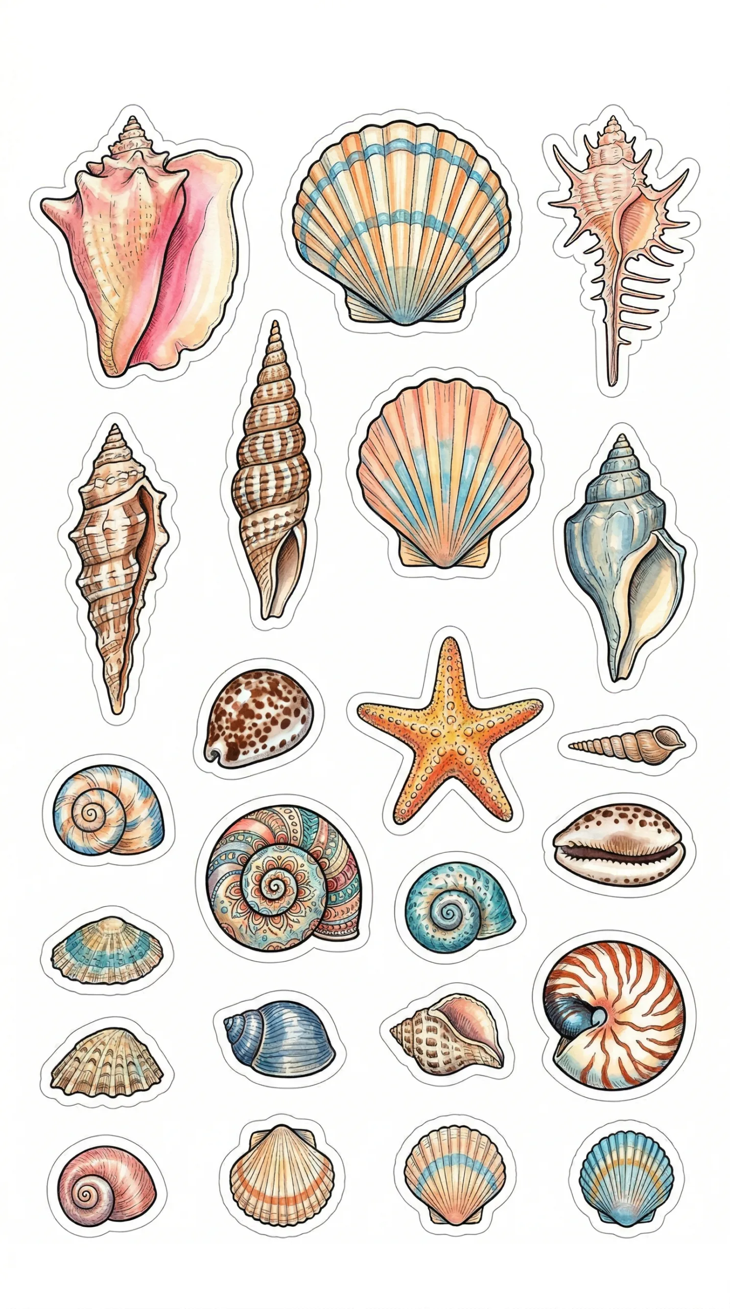 Sea Shell Stickers Printable