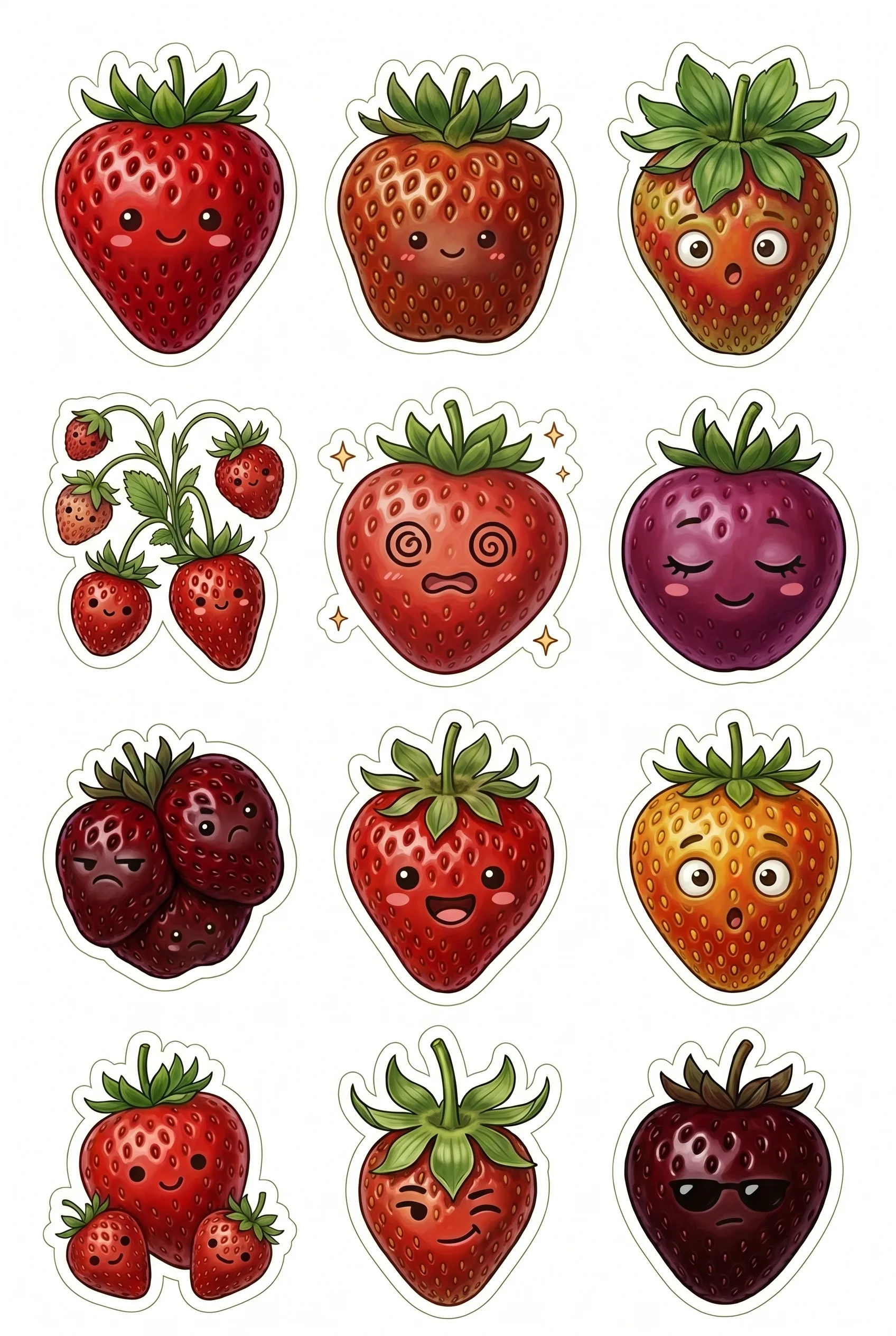 Silly Strawberry Stickers Printable