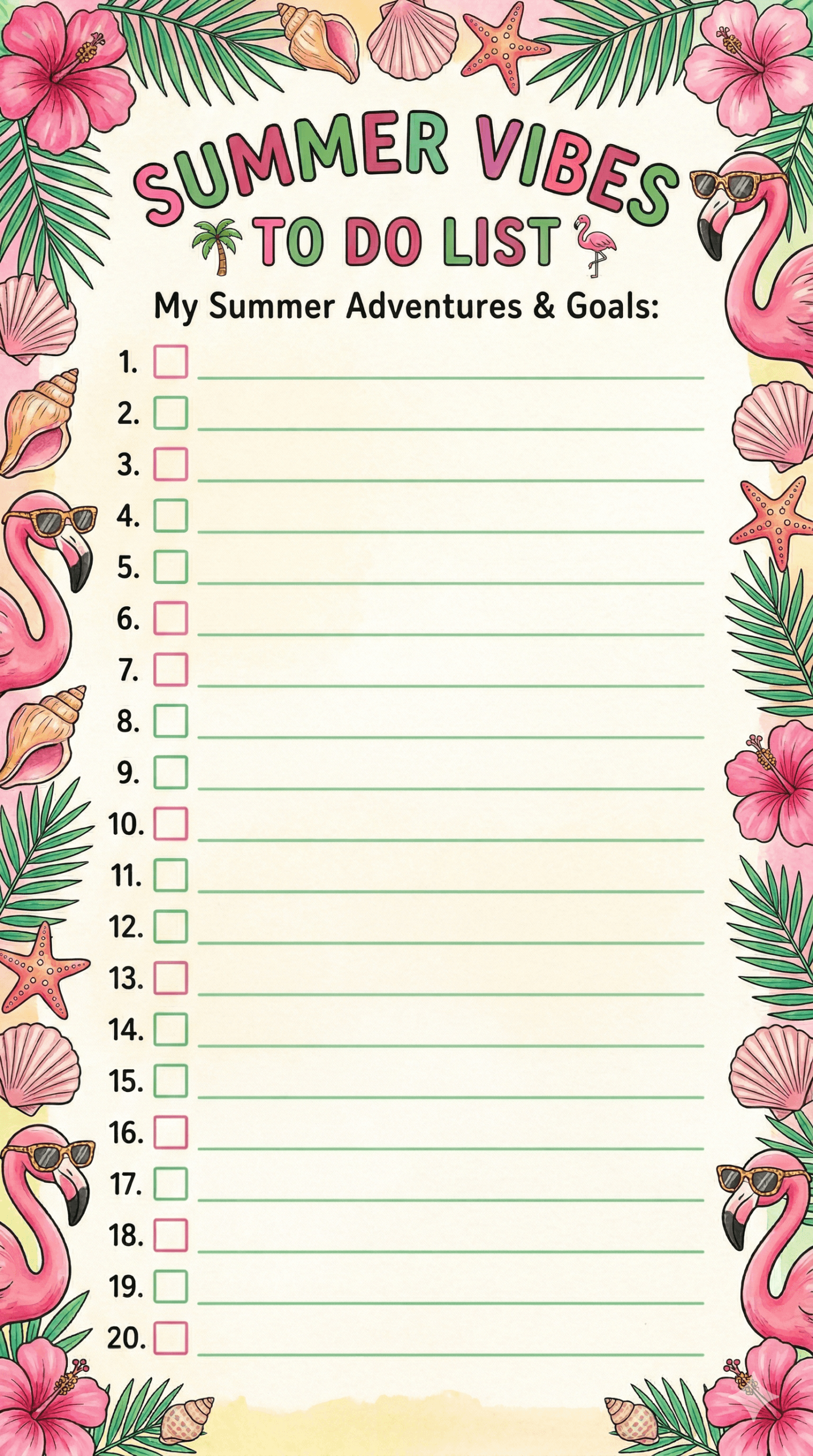 Summer Vibes Todo list printable