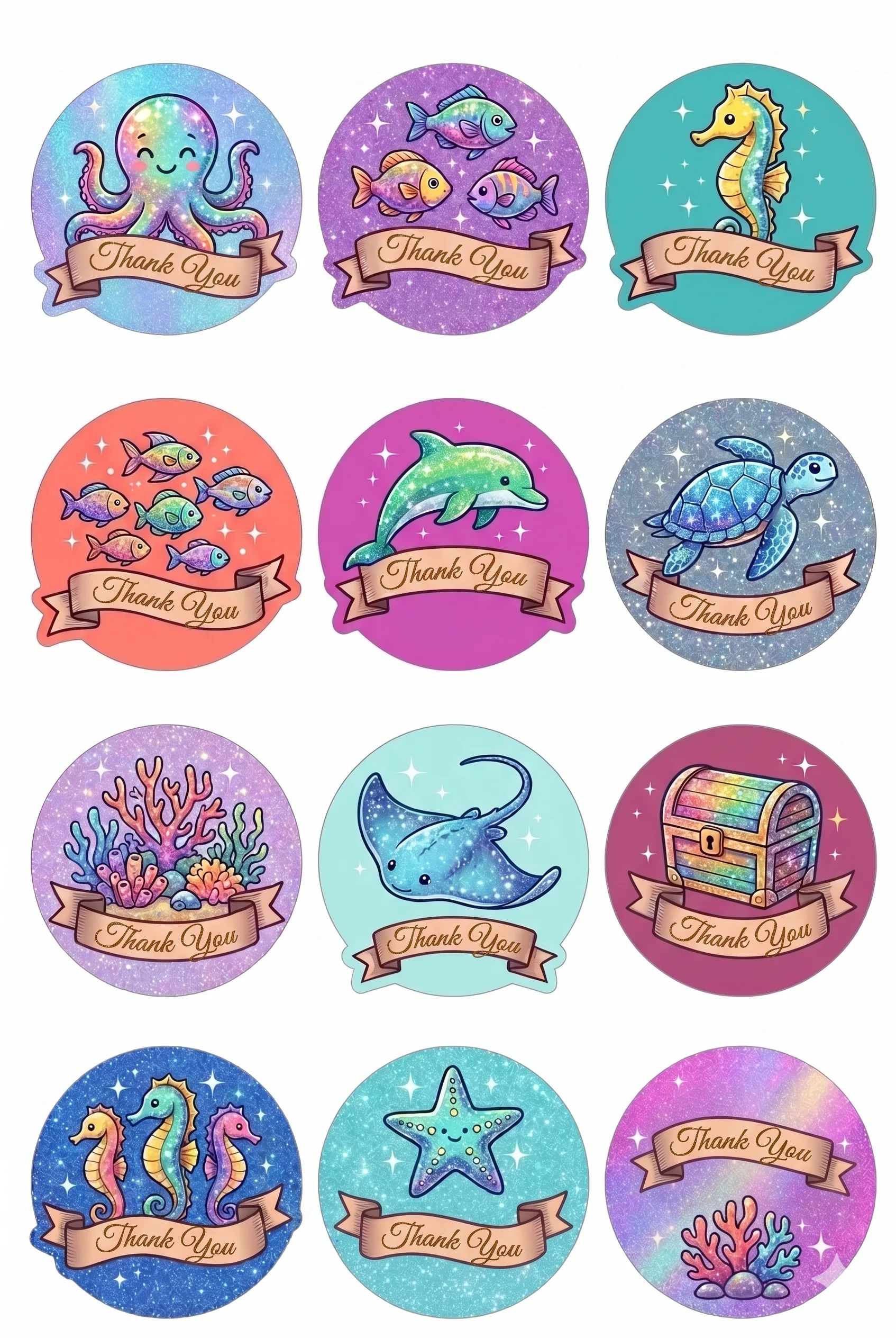 Thank You Sea Animal Stickers Printable