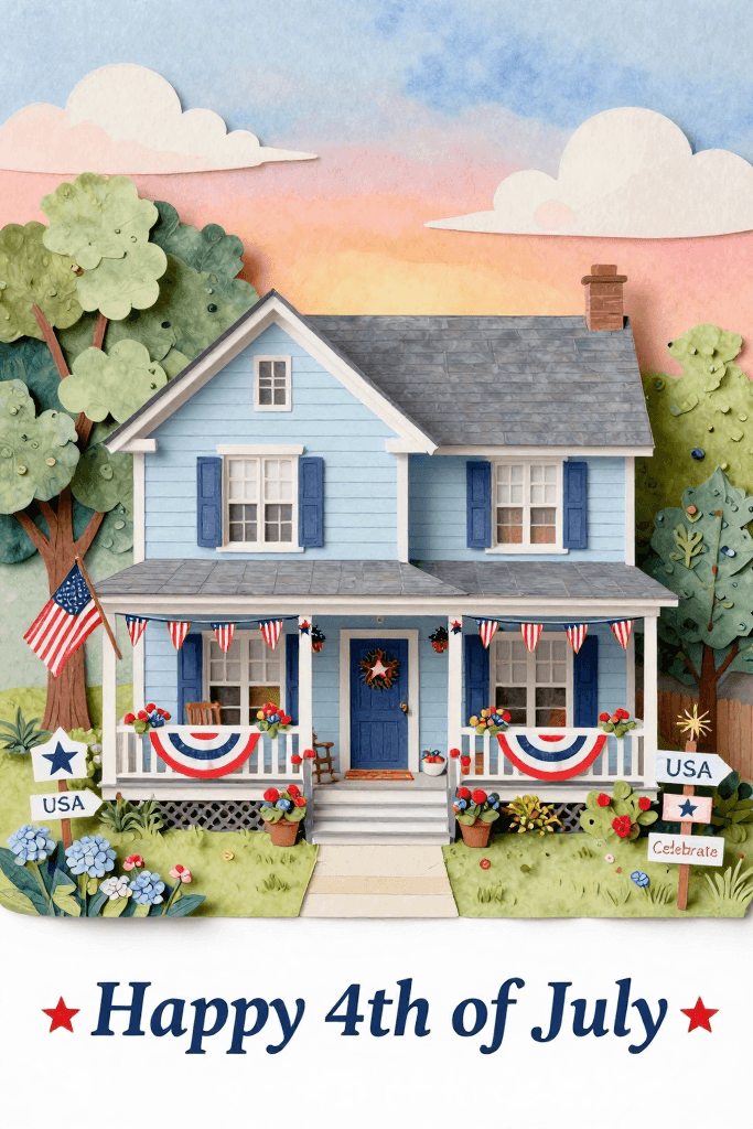 Decorated House Happy 4th of July Ecard
