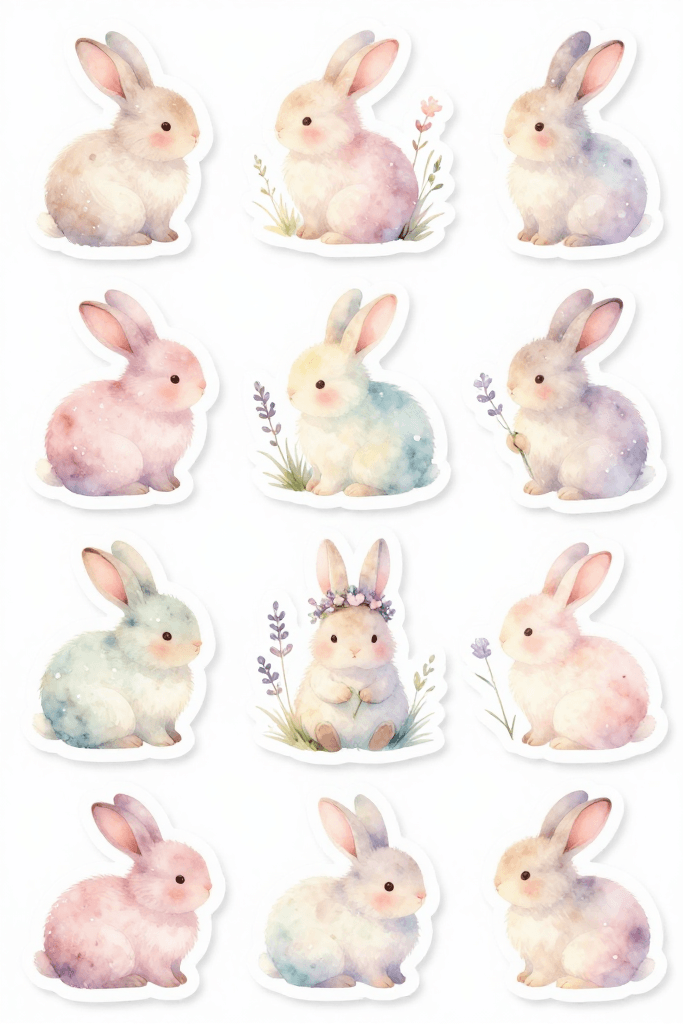 Adorable Bunny Stickers 2 Printable