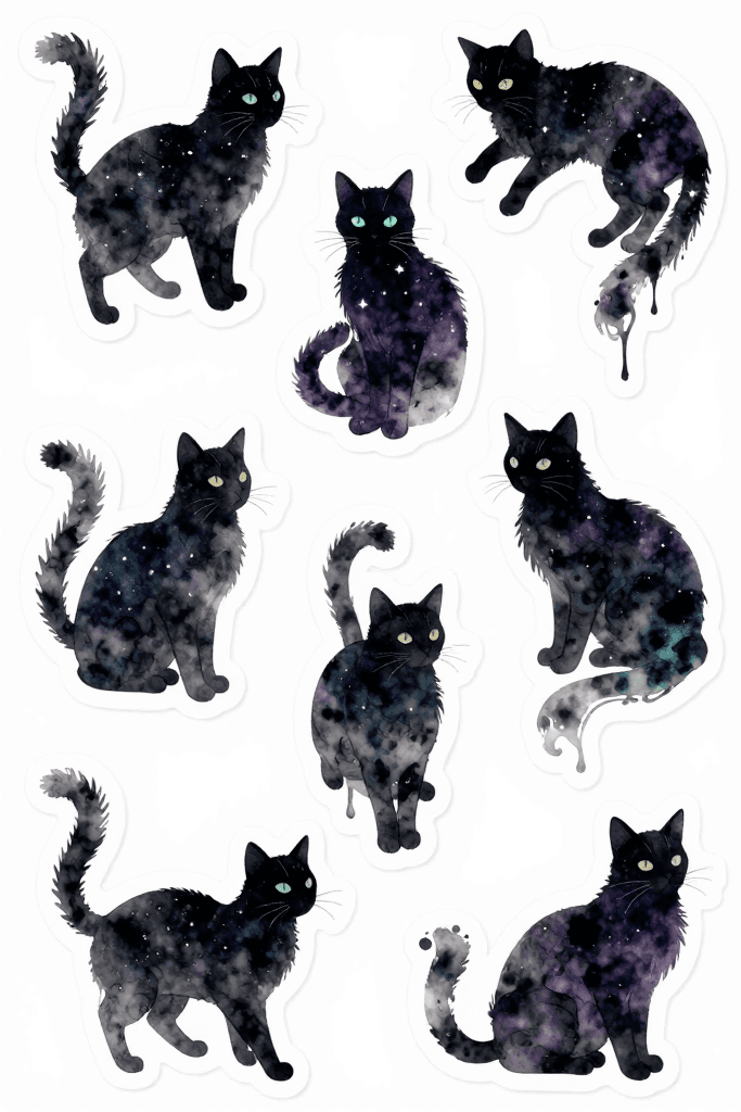 Black Cat Stickers 2 Printable