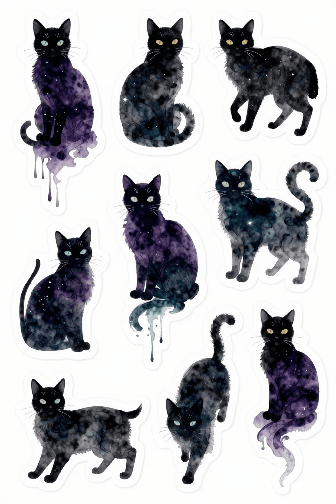 Black Cat Stickers Printable