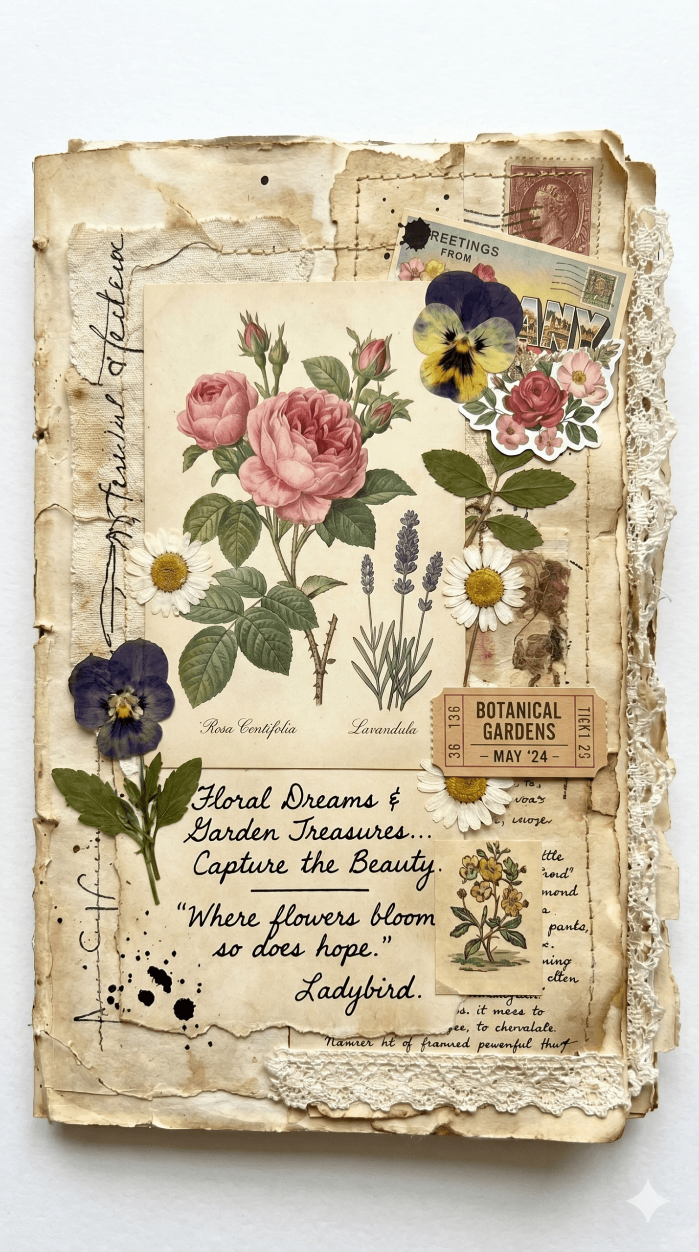 Botanical Junk Journal Page Printable