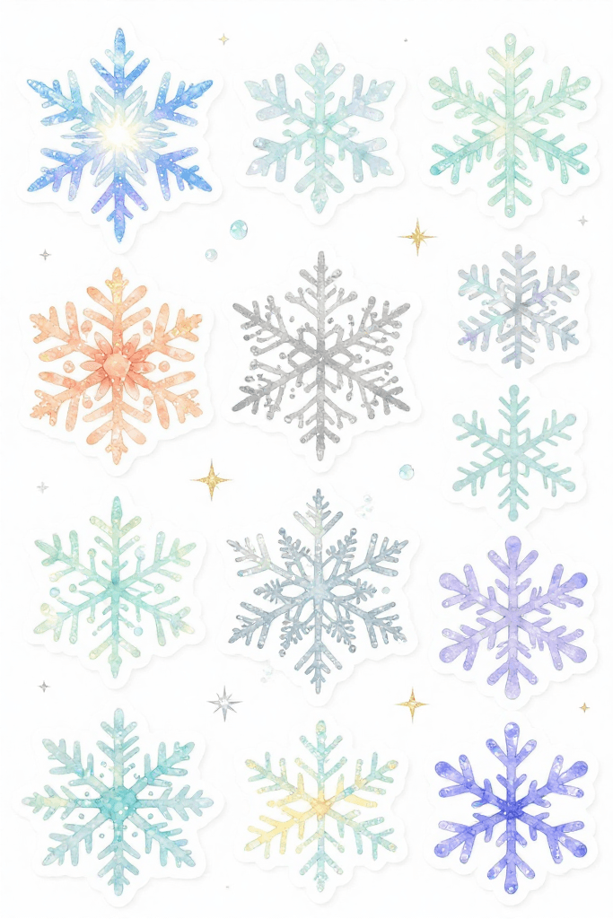 Colorful Snowflake Stickers 2 Printable