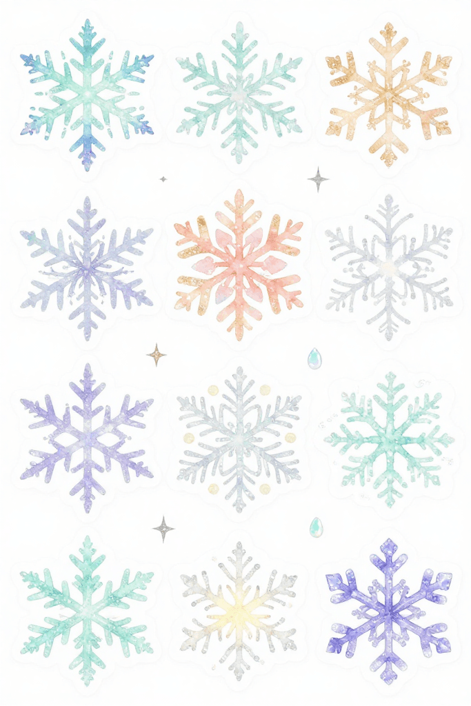 Colorful Snowflake Stickers Printable