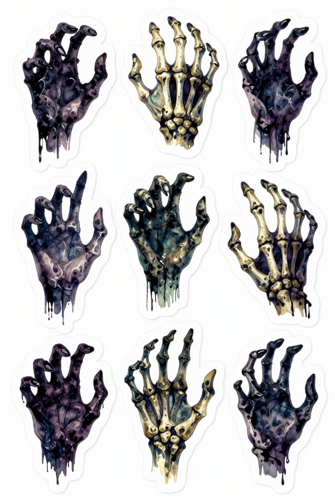 Creepy Skeleton Hand Stickers Printable