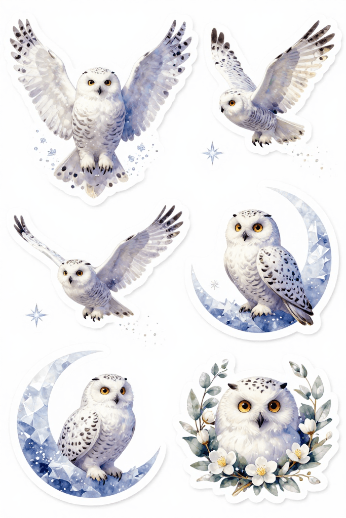 Snow Owl Stickers Printables