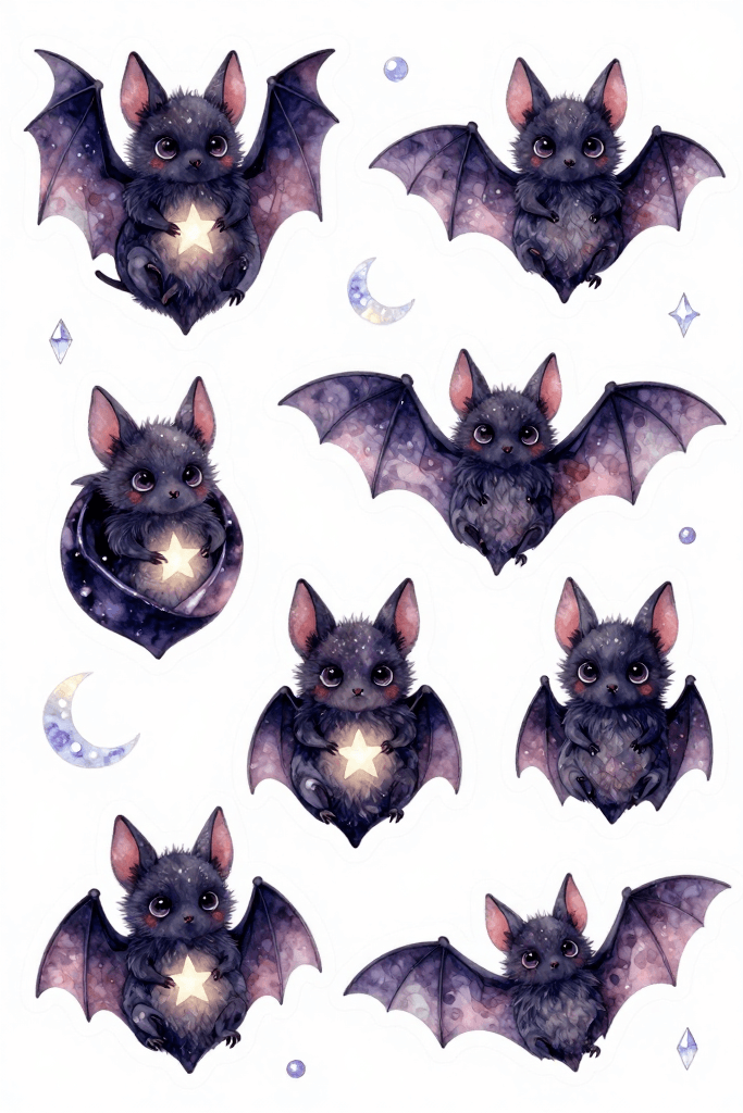 Cute Bat Stickers Printable