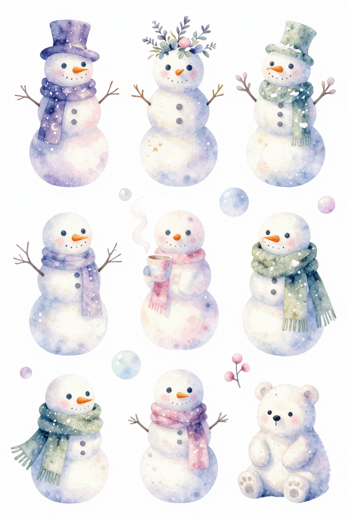 Cute Snowman Stickers Printable