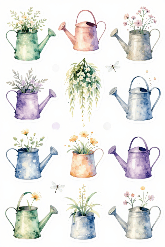 Cute Watering Can Stickers Printable