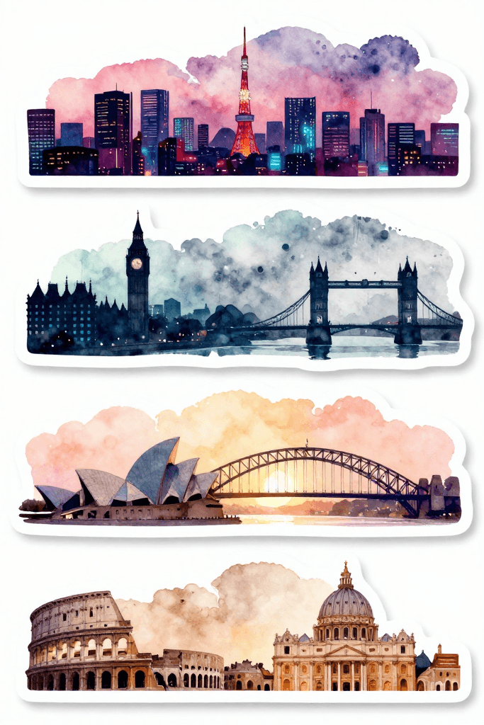 Landmark Travel Stickers Printable
