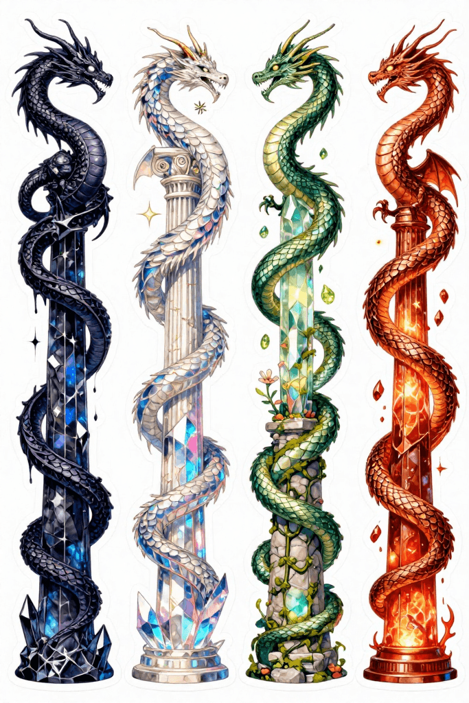 Dragon Column Stickers Printable