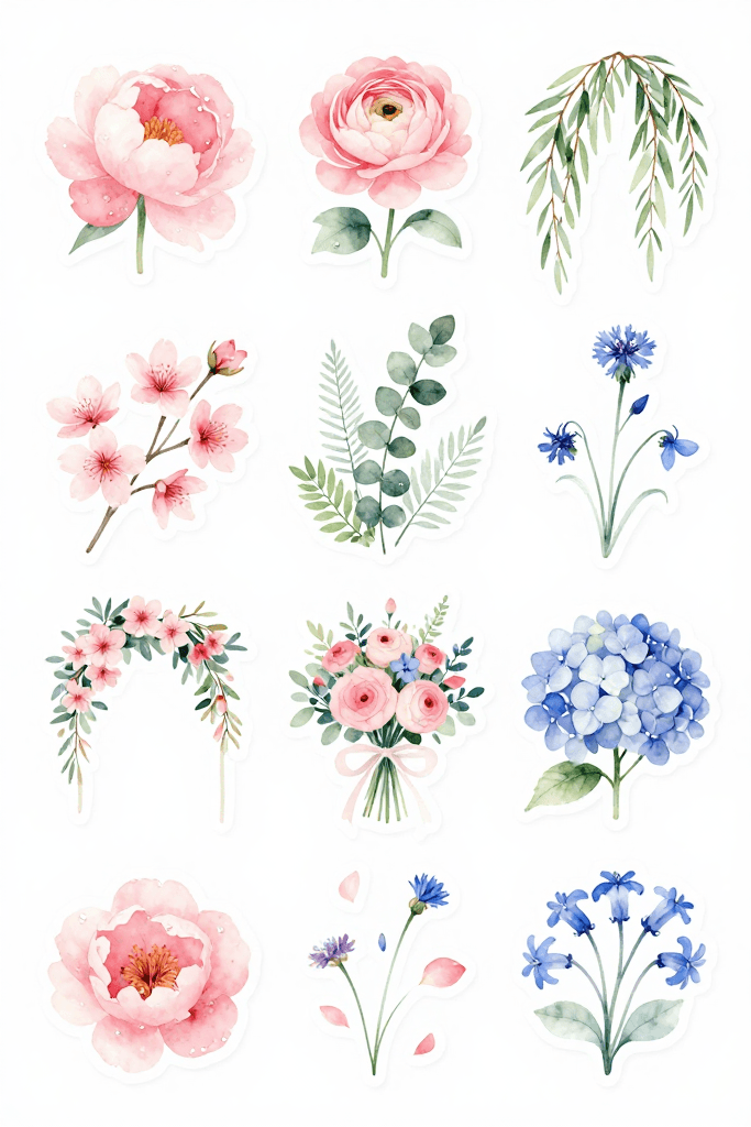 Floral Decorative Stickers 2 Printable