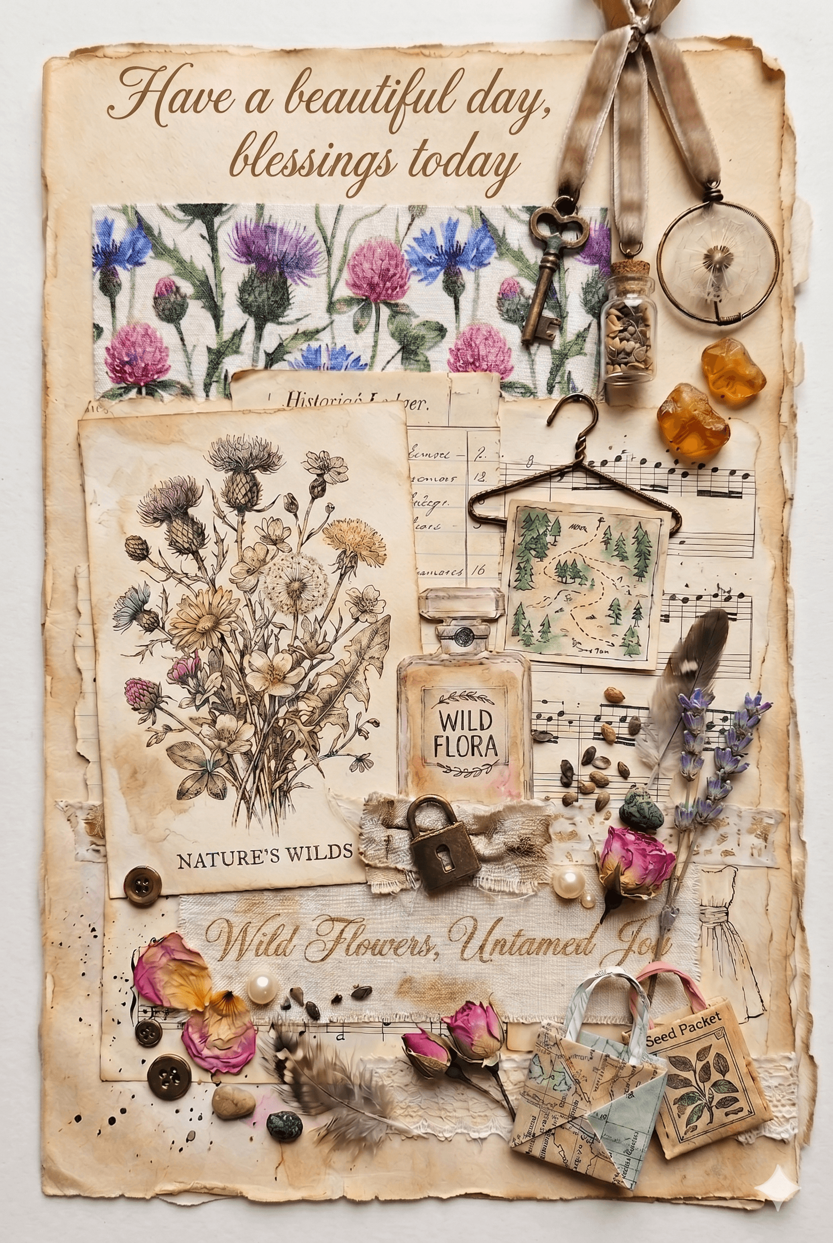 Floral Junk Journal Page Printable