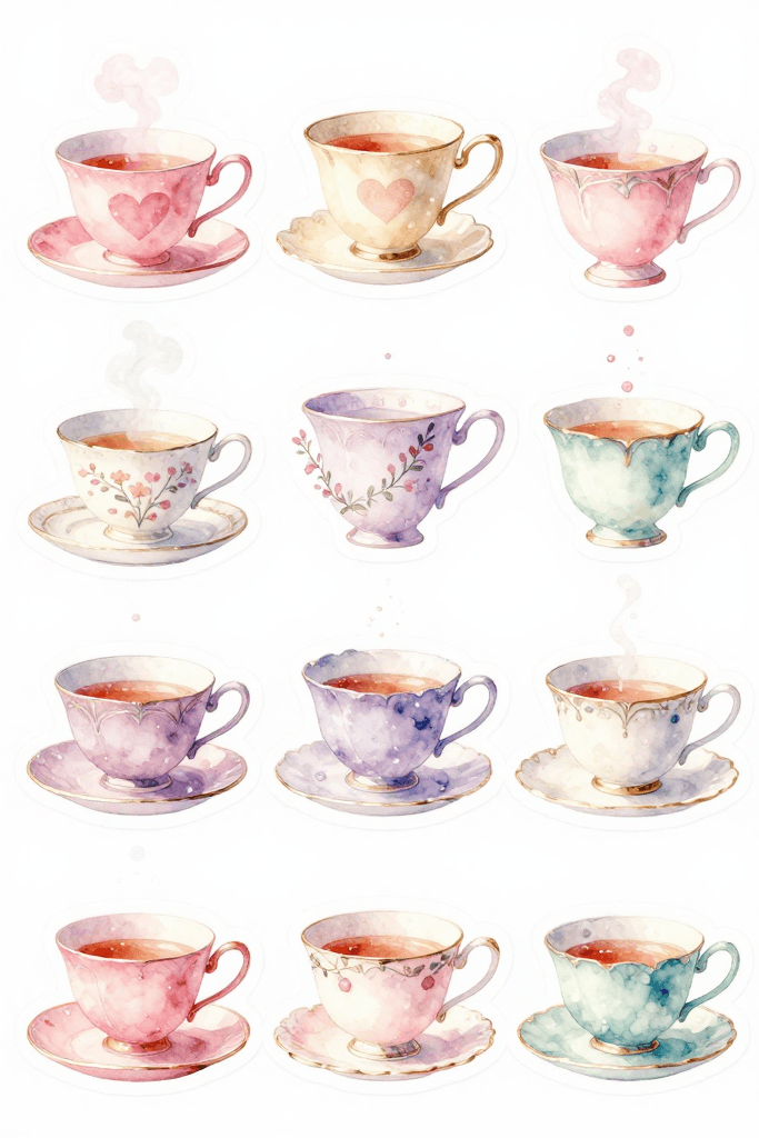 Valentines Teacup Stickers Printable